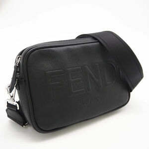 Fendi ROMA camera case shoulder bag black calf leather